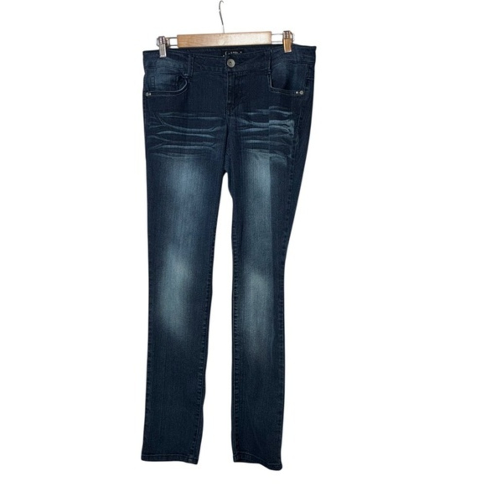LEI Ashley Louise Skinny/Slim Dark Wash Denim Stretch Blend Embellished